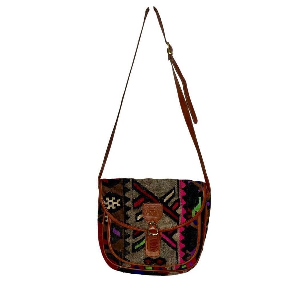 EM MAY Turkish‎ Kilim Wool Handbag Crossbody Messenger Bag Purse Unique Suede